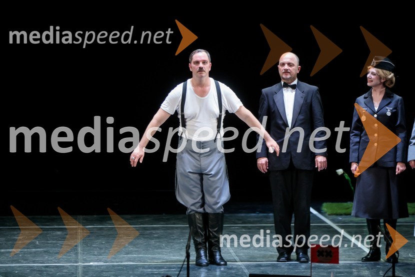  Jurij  Zrnec, igralec;  Joži Šalej, glasbenik;  Eva Jesenovec, igralkaVeliki diktator, premiera drame