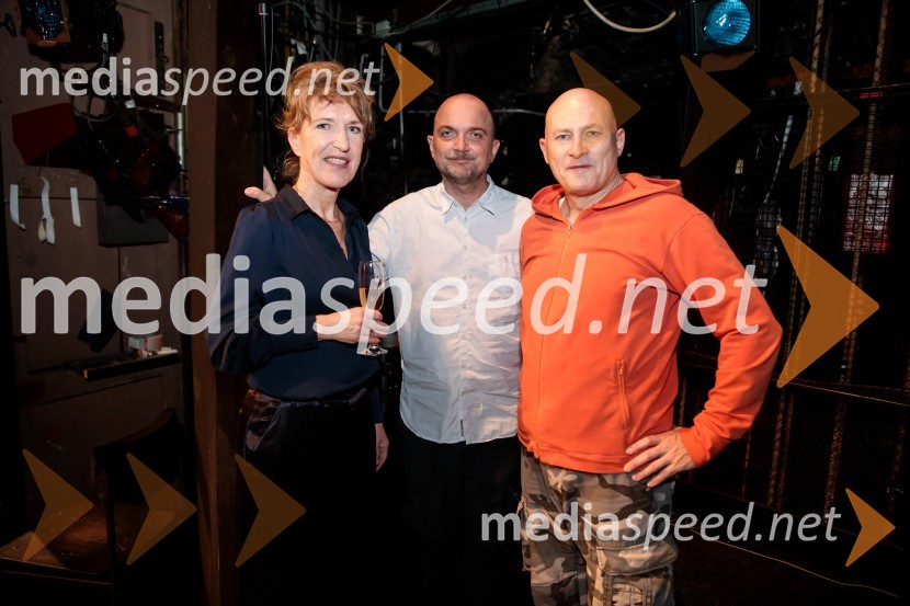  Vesna Jurca Tadel, ravnateljica SNG Drama Ljubljana;  Joži Šalej, glasbenik;  Boris Mihalj, igralecVeliki diktator, premiera drame