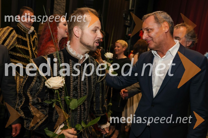  Martin Sušnik, operni solist;  Danilo Rošker, direktor SNG MariborRigoletto, premiera opere, SNG Maribor