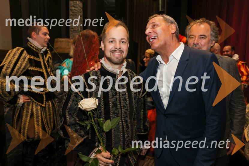  Martin Sušnik, operni solist;  Danilo Rošker, direktor SNG MariborRigoletto, premiera opere, SNG Maribor