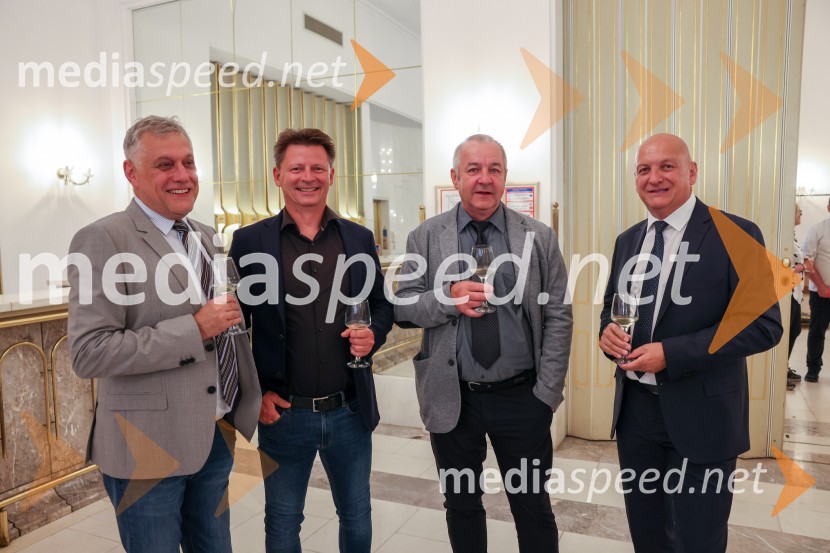 prim. Mitja Topalovič, dr. med., spec. internist; dr. Rok Vengust, ortoped;  Andrej Strmecki;  Stanislav Greifoner, župan, Občina StaršeTone Vogrinec, zabava za 80. rojstni dan