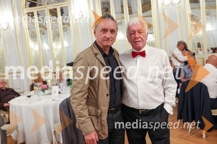 prof. dr. Dušan  Lesjak, univerzitetni profesor;  Tone Vogrinec, športni in smučarski funkcionarTone Vogrinec, zabava za 80. rojstni dan