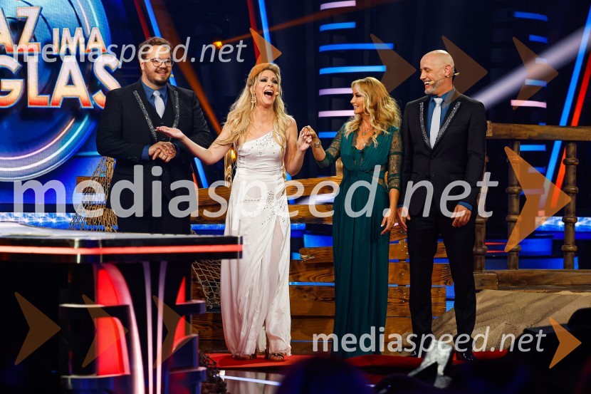  Sašo Stare, stand up komik, voditelj;  Martina Majerle, pevka;  Saša Lendero, pevka, voditeljica;  Peter Poles, televizijski voditeljZnan obraz ima svoj glas, 9. oddaja