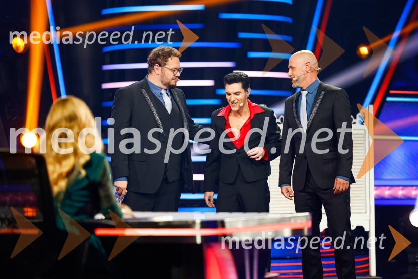  Sašo Stare, stand up komik, voditelj;  Matevž Derenda, Booom;  Peter Poles, televizijski voditeljZnan obraz ima svoj glas, 9. oddaja