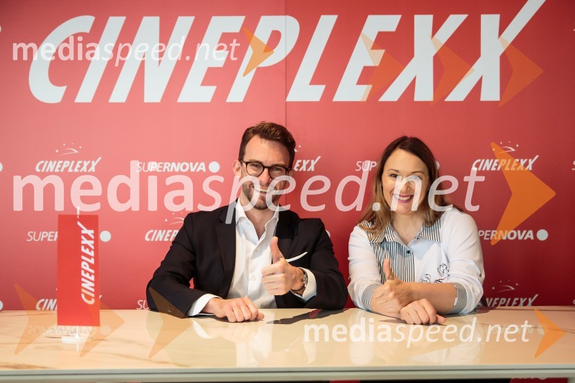  Lucas Langhammer, direktor podjetja Cineplexx v Sloveniji;  Nina Hočevar, marketing CineplexxNovinarska konferenca pred otvoritvijo Cineplexx kina v Supernovi Ljubljana