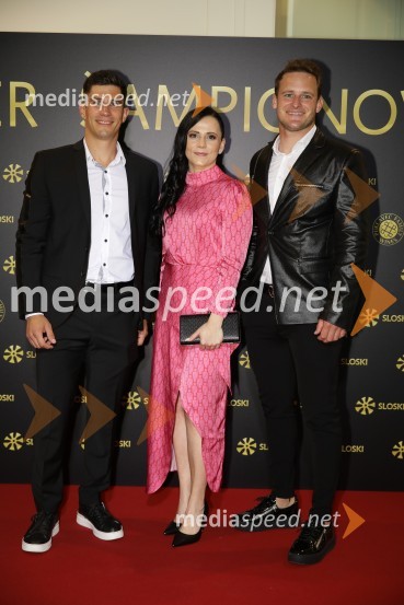  Žan Kranjec, smučar;  Gloria Kotnik, deskarka na snegu ;  Tim  Mastnak, deskar na snegu Večer šampionov Smučarske zveze Slovenije 2022