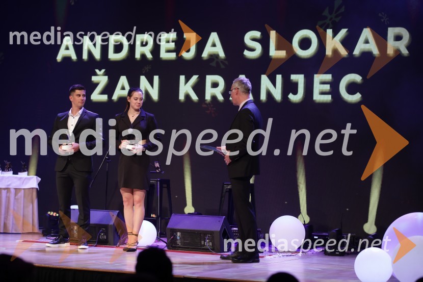  Žan Kranjec, smučar;  Andreja  Slokar, smučarka;  Igor Evgen Bergant, novinar in TV voditeljVečer šampionov Smučarske zveze Slovenije 2022