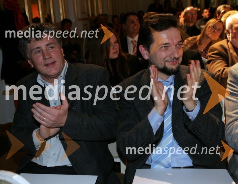 Miro Petek, novinar in poslanec SDS in dr. Ivan Štuhec, profesor moralne teologijeVečerov Bob leta 2005, SNG Maribor