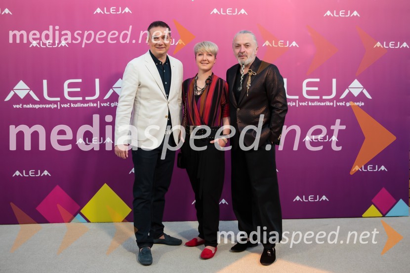  Toni Pugelj, direktor SES Slovenija in center manager nakupovalnega središča Aleja;  Nina Žnideršič, fotografinja;  Milan Gačanovič - Gacho, modni guruAleja, 2. rojstni dan
