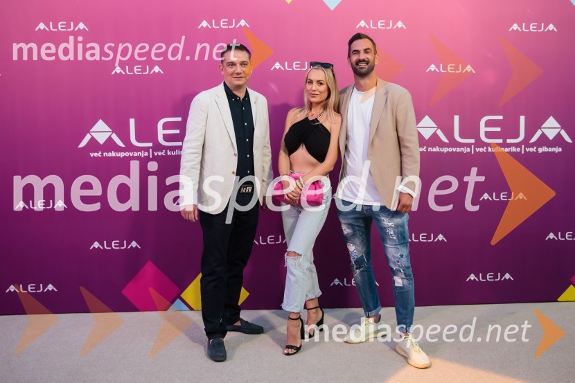  Toni Pugelj, direktor SES Slovenija in center manager nakupovalnega središča Aleja;  Katarina Benček, social media influencerka, avtorica knjige;  Marko  Pavlović, podjetnikAleja, 2. rojstni dan