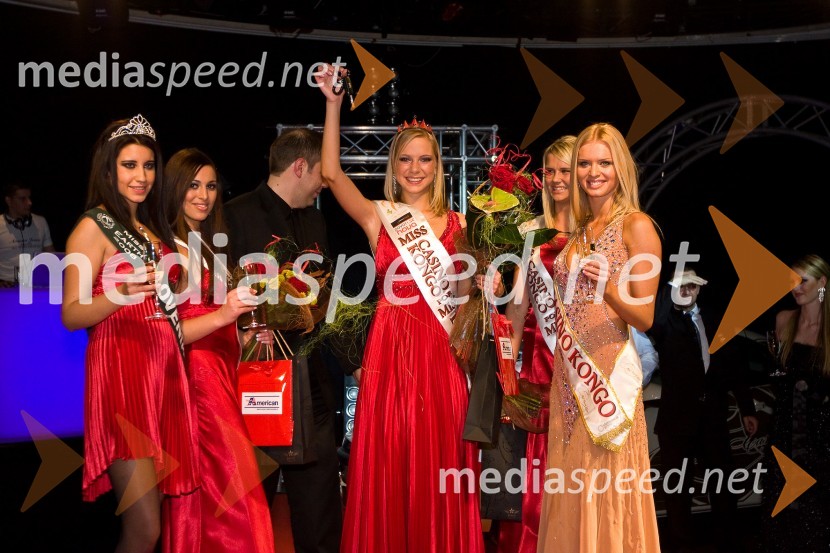 Sara Frančeškin, Miss Earth Slovenije 2008, Tara Prodnik, 2. spremljevalka Miss Casino Kongo 2009, Damjan Musič, direktor Kongo Hotel in Casino d.o.o., Maja Jamnik, Miss Casino Kongo 2009, Katja Lekan, 1. spremljevalka Miss Casino Kongo 2009 in Nadiya Bychkova, Miss Casino Kongo 2008Miss Casino Kongo 2009