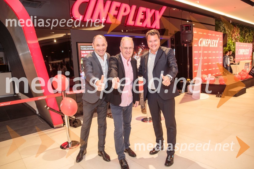  Markus Pinggera, managment, Supernova Avstrija;  Christian Langhammer, CEO Cineplexx International; mag. Christof  Papousek, finančni direktor in sopartner družbe Cineplexx InternationalSvečana otvoritev Cineplexx - Ljubljana Rudnik