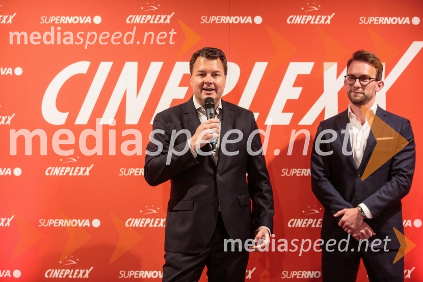 mag. Christof  Papousek, finančni direktor in sopartner družbe Cineplexx International;  Lucas Langhammer, direktor podjetja Cineplexx v SlovenijiSvečana otvoritev Cineplexx - Ljubljana Rudnik