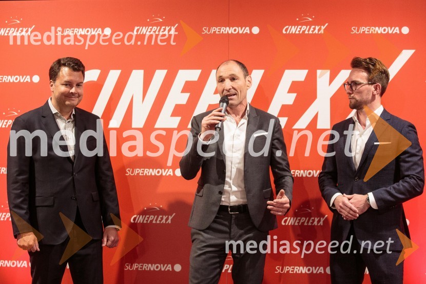 mag. Christof  Papousek, finančni direktor in sopartner družbe Cineplexx International;  Markus Pinggera, managment, Supernova Avstrija;  Lucas Langhammer, direktor podjetja Cineplexx v SlovenijiSvečana otvoritev Cineplexx - Ljubljana Rudnik