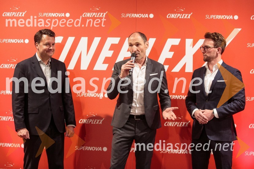 mag. Christof  Papousek, finančni direktor in sopartner družbe Cineplexx International;  Markus Pinggera, managment, Supernova Avstrija;  Lucas Langhammer, direktor podjetja Cineplexx v SlovenijiSvečana otvoritev Cineplexx - Ljubljana Rudnik