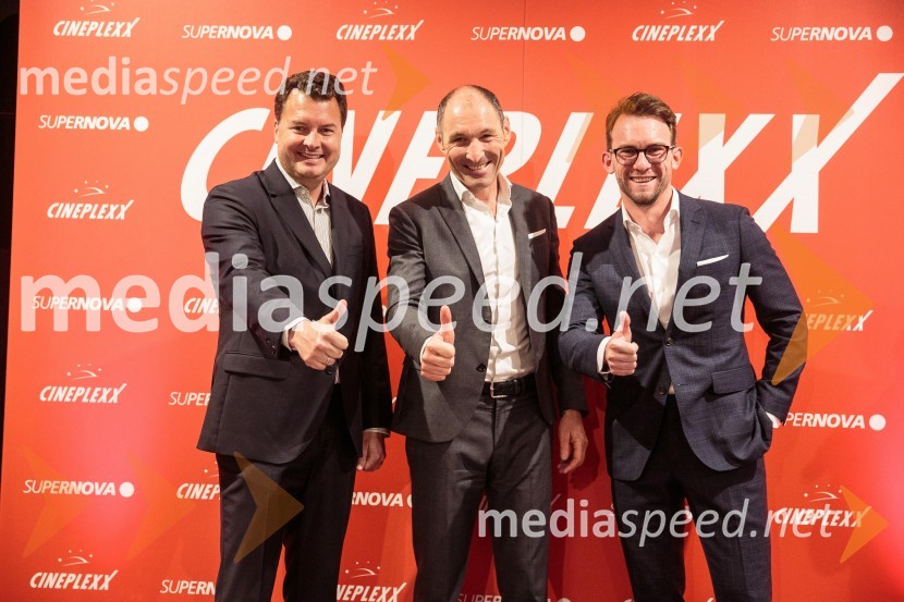 mag. Christof  Papousek, finančni direktor in sopartner družbe Cineplexx International;  Markus Pinggera, managment, Supernova Avstrija;  Lucas Langhammer, direktor podjetja Cineplexx v SlovenijiSvečana otvoritev Cineplexx - Ljubljana Rudnik