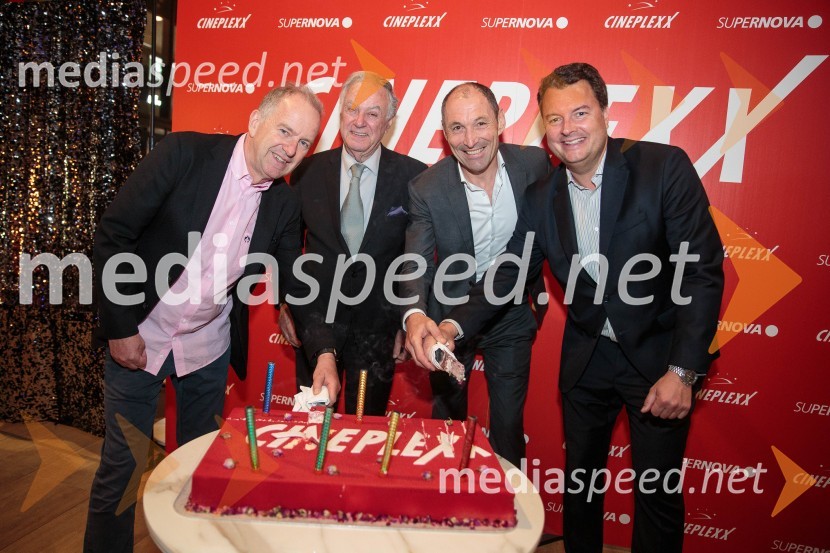 Christian Langhammer, CEO Cineplexx International;  Enver Hadžiabdić , direktor družbe Cineplexx;  Markus Pinggera, managment, Supernova Avstrija; mag. Christof  Papousek, finančni direktor in sopartner družbe Cineplexx InternationalSvečana otvoritev Cineplexx - Ljubljana Rudnik