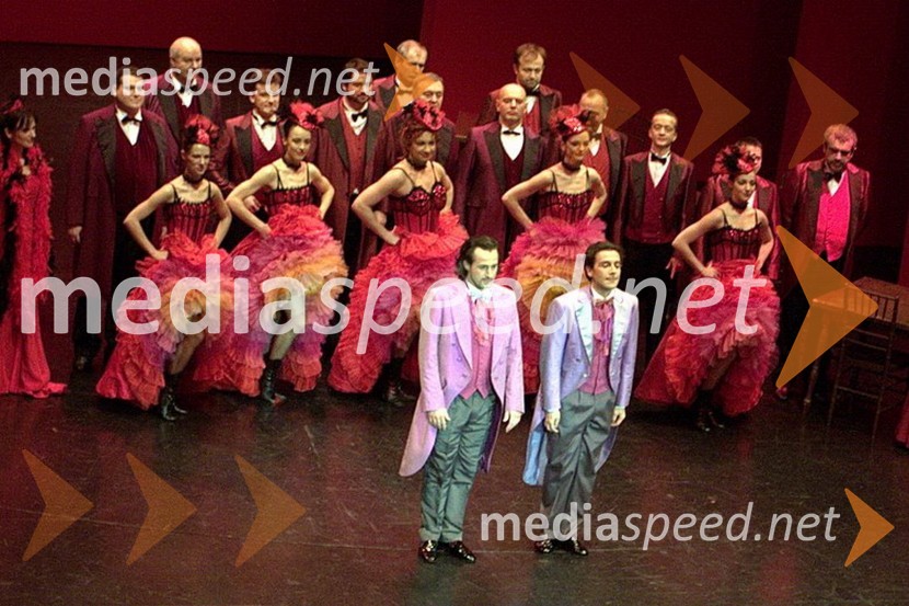 Opereta Vesela vdova, Edvard Strah in Slavko SavinšekVesela vdova, premiera operete