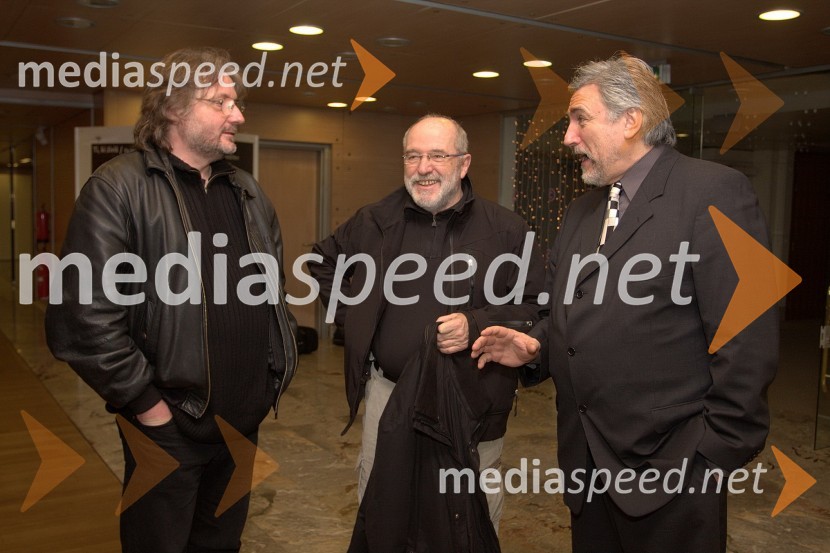 Vinko Möderndorfer, režiser in scenarist, Janez Hočevar Rifle, igralec in Andrej Pengov, Radio KaosVesela vdova, premiera operete