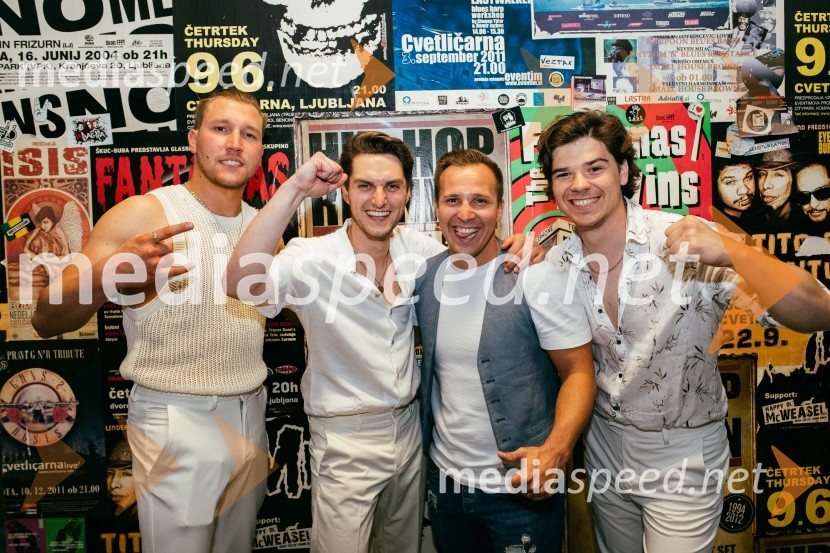  Luka  Cvetičanin, Booom;  Matevž Derenda, Booom;  Blaž  Babić, animator publike na POP TV in stand up komik;  Patrik Mrak, BooomPopstars united, koncert