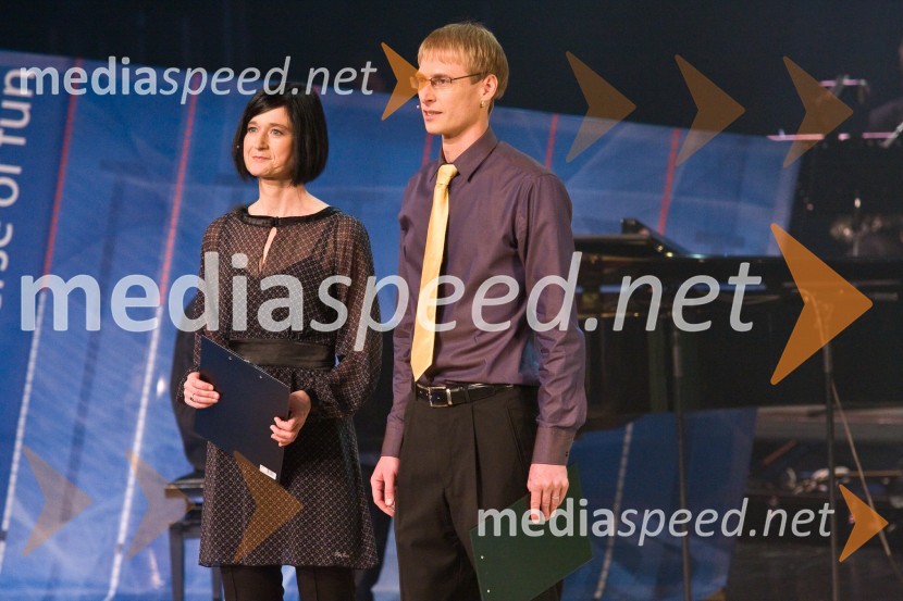 Andreja Koblar, nekdanja biatlonka in Franci Pavšer ml., športni novinarŠportnik leta 2008