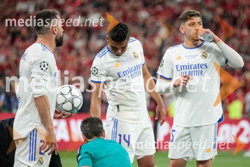  Karim Benzema, nogometaš;  Carlos   Casemiro, nogometaš;  Federico Valverde, nogometašReal Madrid in Liverpool, finalna tekma Lige prvakov