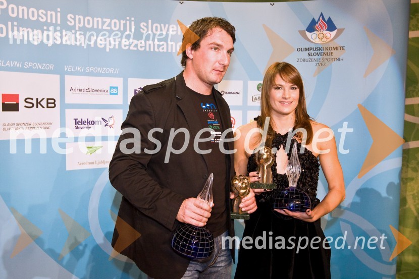 Primož Kozmus, atlet in športnik leta 2008 (dobitnik zlate medalje na OI v Pekingu) in Sara Isakovič, plavalka in športnica leta 2008 (dobitnica srebrne medalje na OI v Pekingu)Športnik leta 2008