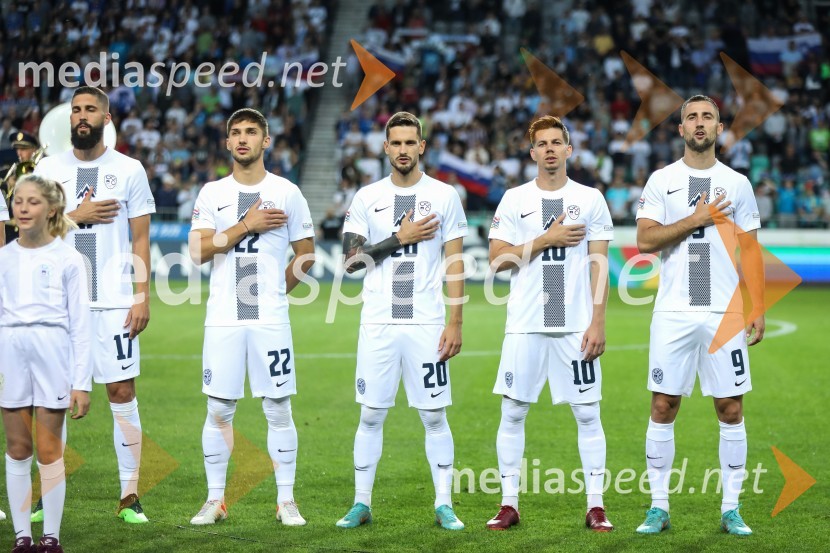  Miha Mevlja, nogometaš, PFC Sochi;  Adam Gnezda Čerin, nogometaš, NK Domžale;  Petar Stojanović, nogometaš, GNK Dinamo Zagreb;  Miha Zajc, nogometaš, Fenerbahče SK;  Andraž Šporar, nogometaš, ŠK Slovan BratislavaLiga narodov: Slovenija - Švedska
