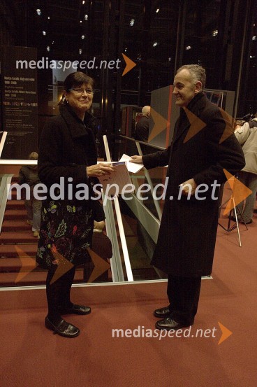 Maja Boh, igralka in Zdenko Kodrič, pisateljKostja Gatnik, odprtje razstave