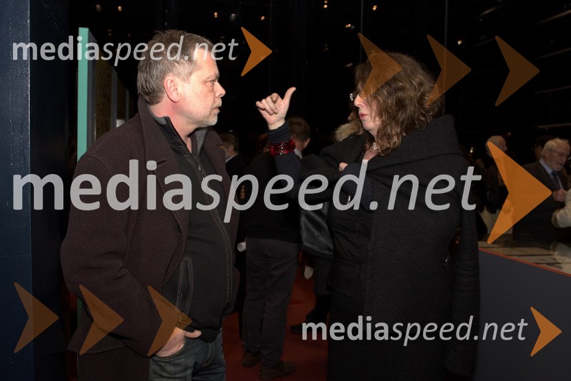 Sandi Červek, akademski slikar in Kamila Volčanšek, slikarka in življenjska spremljevalka Kostje GatnikKostja Gatnik, odprtje razstave