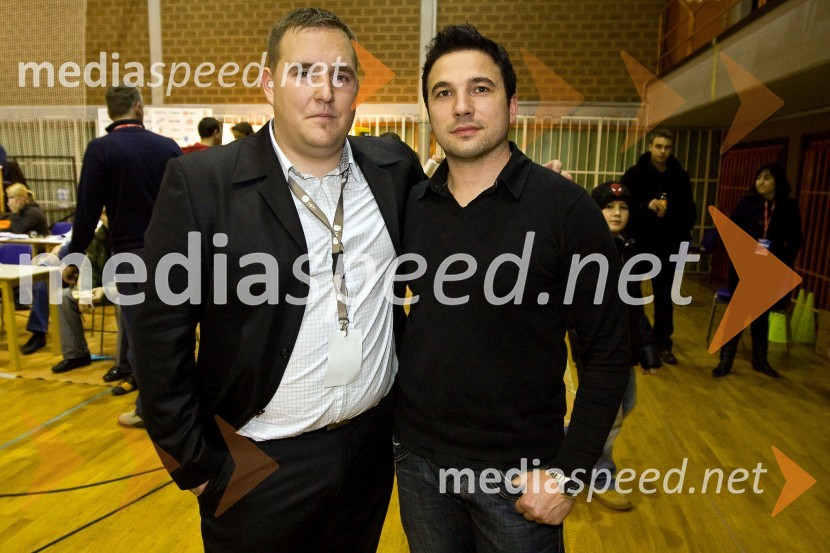 Matej Avanzzo in Simon Rožnik, organizatorja Dneva slovenske košarkeDan slovenske košarke