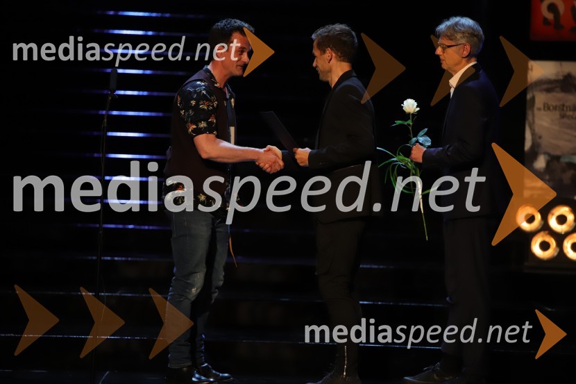  Vladimir Vlaskalić, igralec;  Aleš Novak, umetniški direktor Festival Borštnikovo srečanje;  Primož Ekart, igralec, režiserZaključek 57. festivala Borštnikovo srečanje