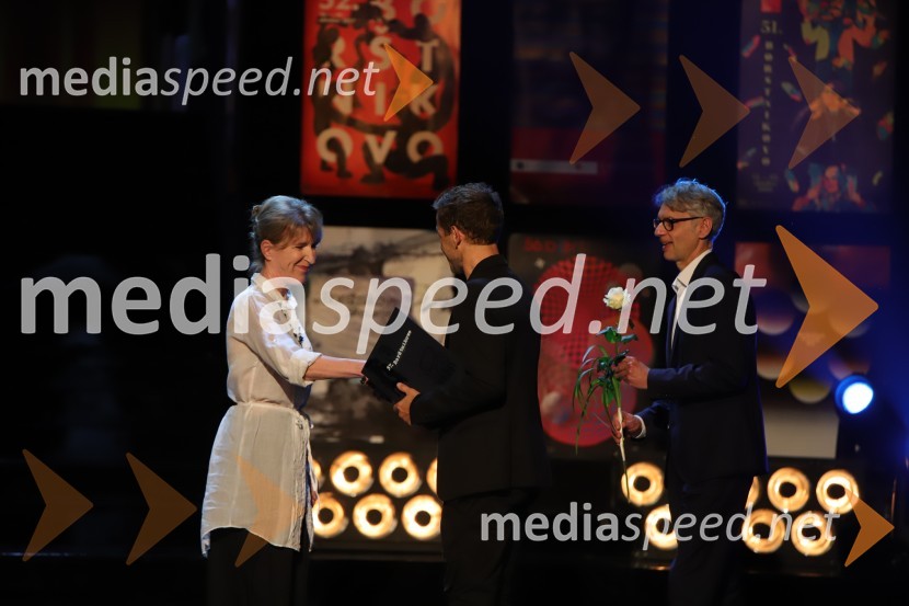  Vesna Jurca Tadel, ravnateljice SNG Drama Ljubljana;  Aleš Novak, umetniški direktor Festival Borštnikovo srečanje;  Primož Ekart, igralec, režiserZaključek 57. festivala Borštnikovo srečanje