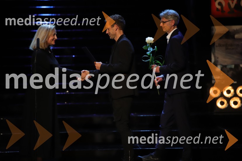  Nataša Barbara Gračner, režiserka in igralka;  Aleš Novak, umetniški direktor Festival Borštnikovo srečanje;  Primož Ekart, igralec, režiserZaključek 57. festivala Borštnikovo srečanje