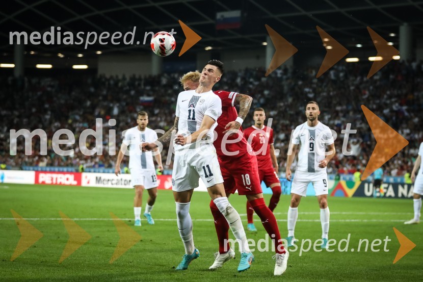  Benjamin Šeško, nogometaš;  Andraž Šporar, nogometaš, ŠK Slovan BratislavaNogometna tekma Slovenija-Srbija