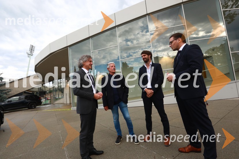 dr. Robert Golob, predsednik vlade RS;  Drago Cotar, nekdanji direktor Zavarovalnega združenja, predsednik NK Maribor in nekdanji član organizacijskega odbora Zlate lisice;  Marko Šuler, direktor, NK Maribor;  Stipe Jerić, direktor MariboxPredsednik vlade dr. Robert Golob na delovnem obisku v Mariboru