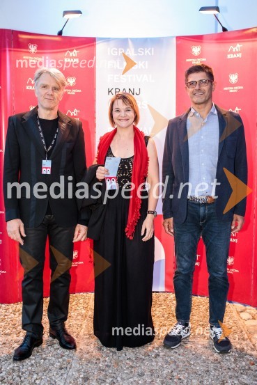  Branko Završan, igralec;  ... ;  Matjaž Rakovec, župan Mestne občine KranjFilmski festival Krafft 2022, otvoritev