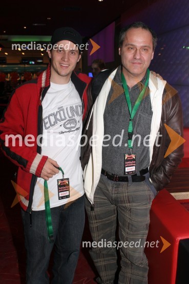 Mitja Okorn, režiser in Pavle Okorn, njegov oče in producentBowling zvezd, finale Planet Tuš Celje