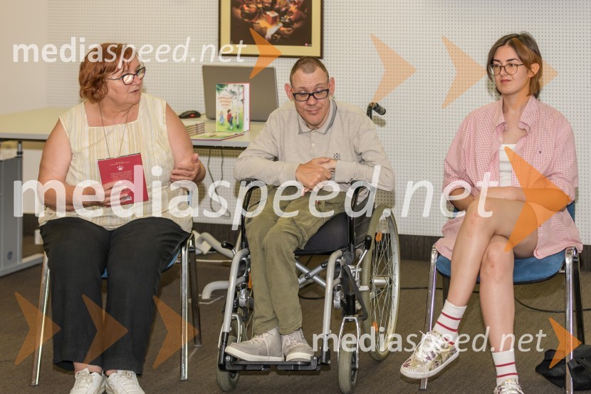  Milena Pivec, direktorica Založbe Pivec;  Luka  Prosnik, pesnik in pisatelj;  ... Leopoldove živahne tačke, predstavitev knjige Luke Prosnika