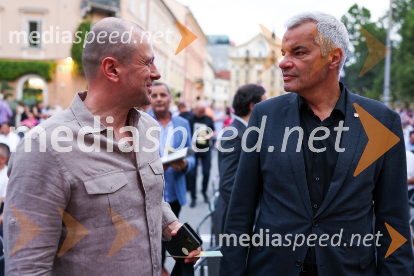  Blaž Brodnjak, predsednik uprave NLB;  Aleksander Saša Arsenovič, župan, Mestna občina MariborPoletna noč, otvoritev jubilejnega 70. Ljubljana Festivala