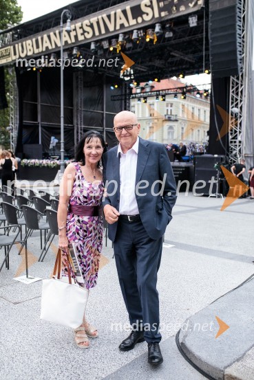  Nataša Eberlinc;  Marjan Eberlinc, direktor, družba Plinovodi d.o.o.Poletna noč, otvoritev jubilejnega 70. Ljubljana Festivala