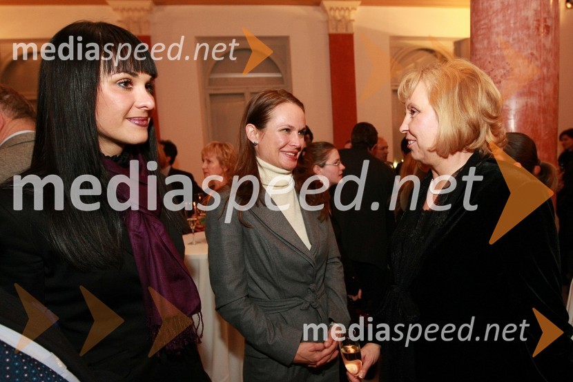 Lejla Festić, galeristka, prof. dr. Mejra Festić, prorektorica Univerze v Mariboru in dr. Janja Črčinovič Rozman, soproga prof. dr. Ivana Rozmana, rektorja Univerze v MariboruPonovoletni sprejem rektorja Univerze v Mariboru