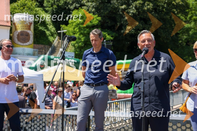  Borut Cvetkovič, direktor podjetja Radgonske gorice;  Vladimir Mauko, direktor občinske uprave; mag. Karl Lautner, župan občine Bad RadkersburgDan odprtih kleti 2022 v Radgonskih goricah