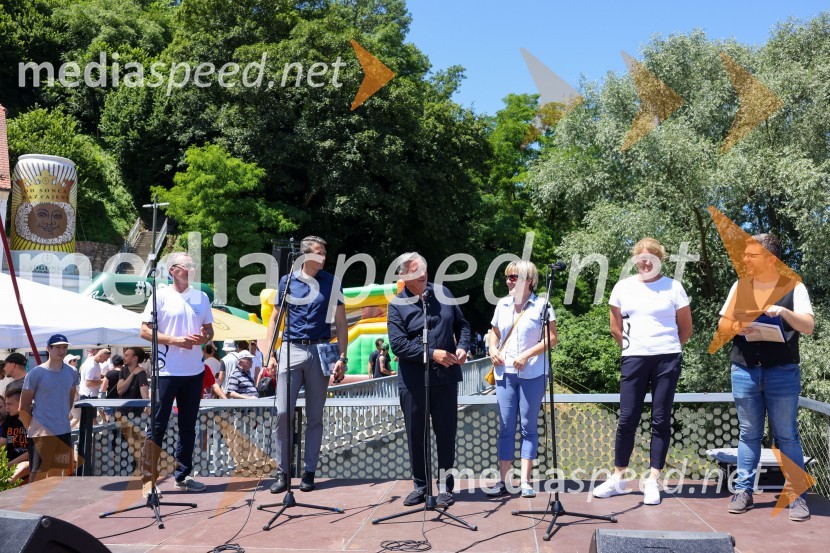  Borut Cvetkovič, direktor podjetja Radgonske gorice;  Vladimir Mauko, direktor občinske uprave; mag. Karl Lautner, župan občine Bad Radkersburg;  ... ;  Klavdija Topolovec Špur,  glavna enologinja v podjetju Radgonske gorice;  ... Dan odprtih kleti 2022 v Radgonskih goricah
