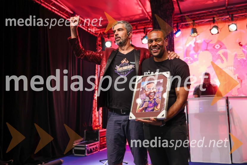  Bor Greiner, odgovorni urednik, Radio City;  Marcos  Tavares, nogometaš, NK MariborAutsajderji, dobrodelni stand up roast