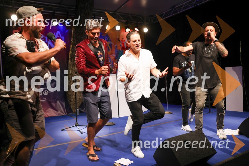  Filip Flisar, nekdanji smučar prostega sloga;  Bor Greiner, odgovorni urednik, Radio City;  John Denhof, predsednik uprave NKBM;  Boštjan Čukur, raper, 6 Pack ČukurAutsajderji, dobrodelni stand up roast