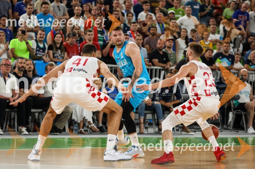  Ante Žižić, košarkaš;  Luka  Dončić, košarkar;  Mateo Drežnjak, košarkašKošarkarska tekma Slovenija -  Hrvaška