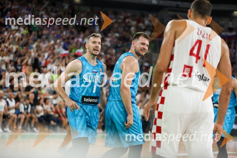  Goran Dragić, košarkar;  Luka  Dončić, košarkar;  Ante Žižić, košarkašKošarkarska tekma Slovenija -  Hrvaška