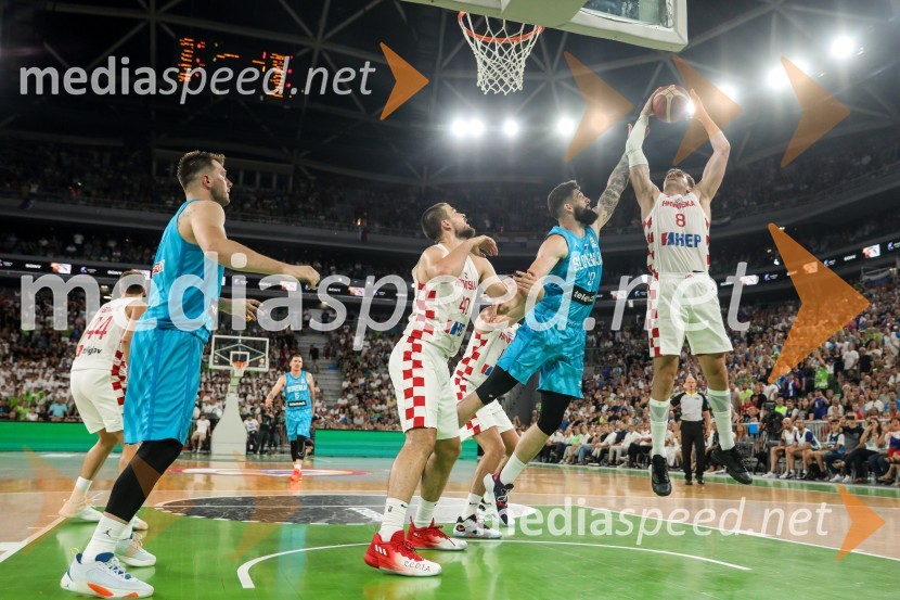  Luka  Dončić, košarkar;  Ivica Zubac, košarkaš;  Žiga Dimec, košarkar;  Mario Hezonja, košarkašKošarkarska tekma Slovenija -  Hrvaška