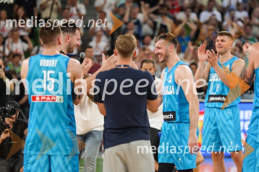  Luka  Dončić, košarkar;  Goran Dragić, košarkar;  Edo Murić, košarkarKošarkarska tekma Slovenija -  Hrvaška
